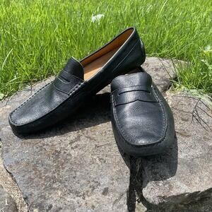 1901 Men's Penny Loafer Sz 12M Black Pebbled Leather Casual Slip-On Shoes M07915